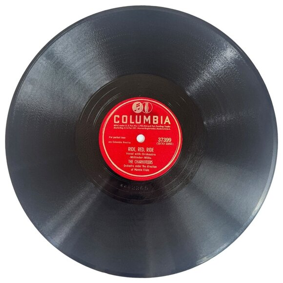 The Charioteers - So Long/Ride, Red, Ride - 37399 Columbia - 78 RPM 10" Shellac - Picture 3 of 5